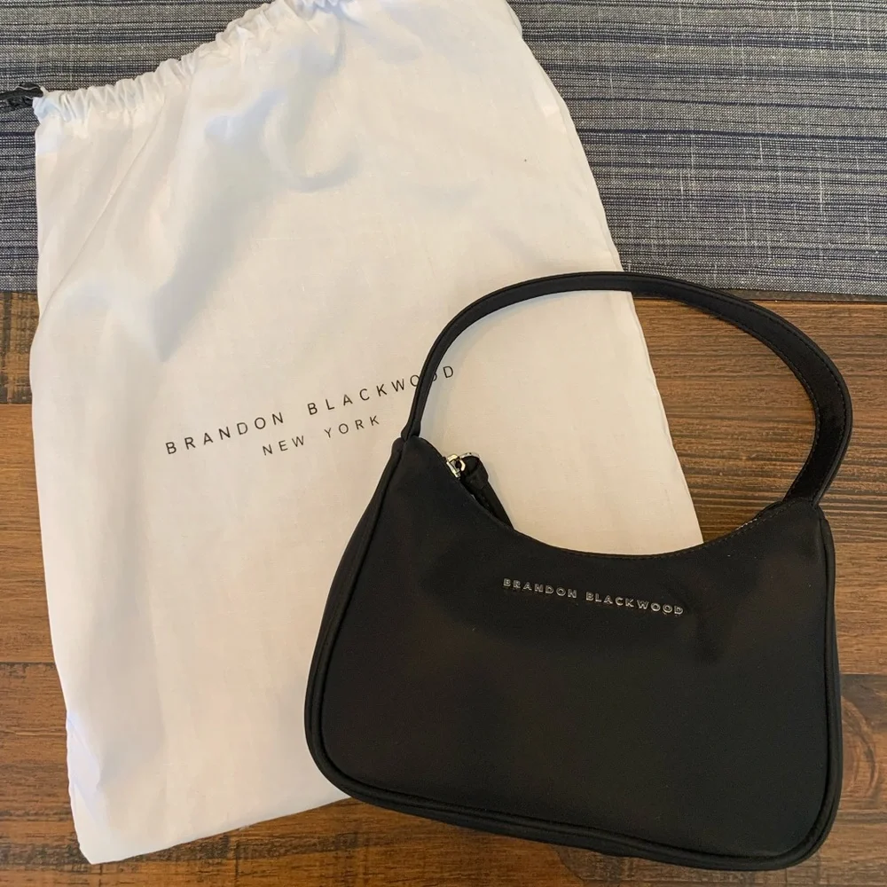 Brandon Blackwood Black Shoulder Bag with Gold Logo